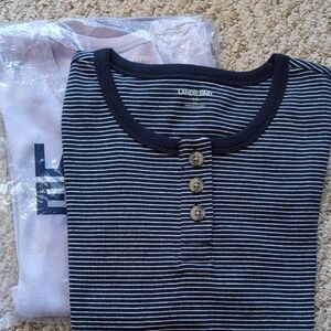 Lands' End Striped Henley Shirt Set Small NEW!!